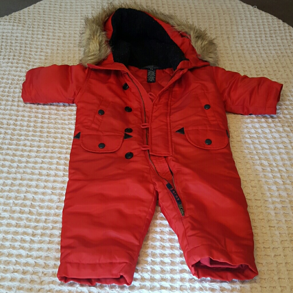 Red child's Ralph Lauren down feather snowsuit